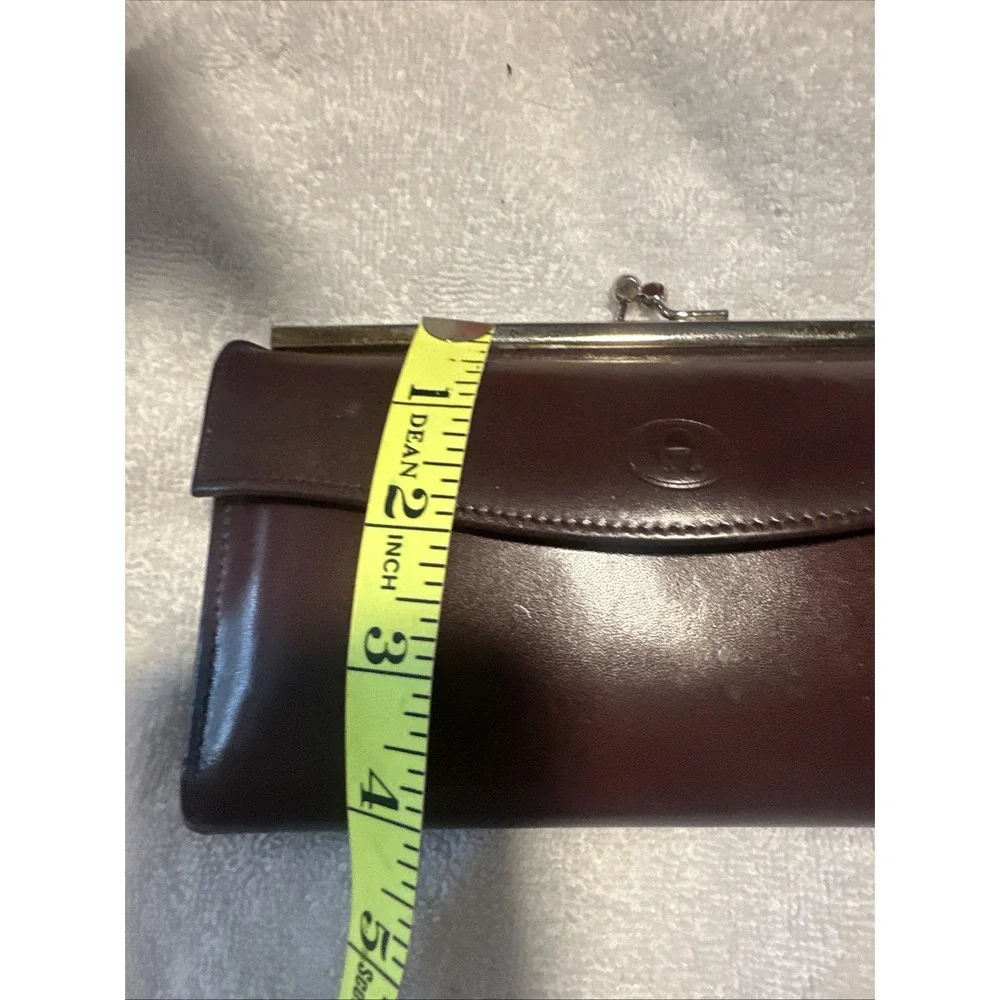 Aigner Billfold Wallet Checkbook With  Cover Burgundy Leather KISS Lock Coin